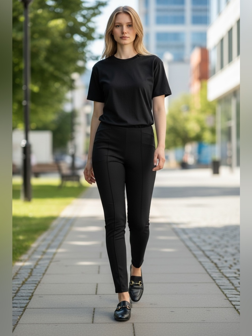 Zac & Rachel Pleated Ankle Length Pull-on Compression Legging in black size Sm